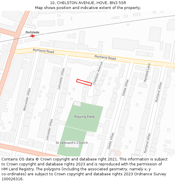 10, CHELSTON AVENUE, HOVE, BN3 5SR: Location map and indicative extent of plot