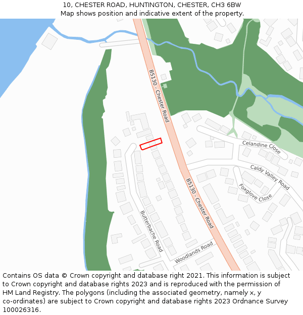 10, CHESTER ROAD, HUNTINGTON, CHESTER, CH3 6BW: Location map and indicative extent of plot