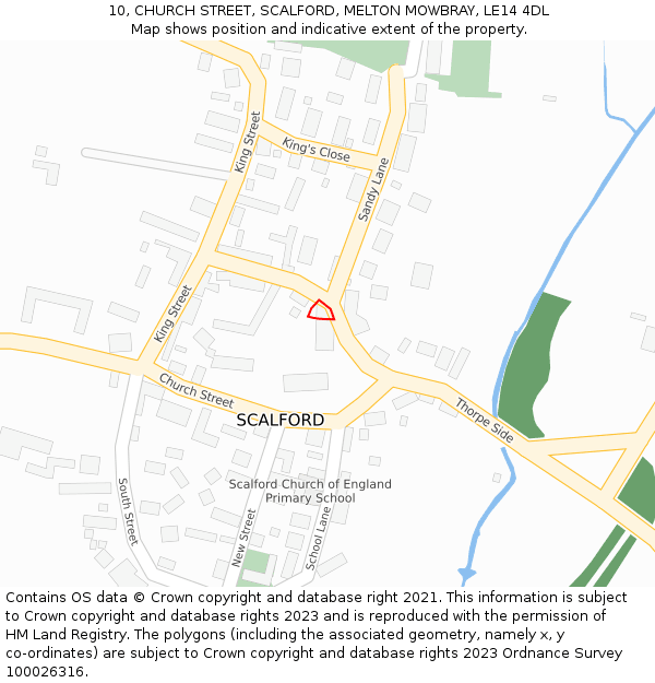 10, CHURCH STREET, SCALFORD, MELTON MOWBRAY, LE14 4DL: Location map and indicative extent of plot