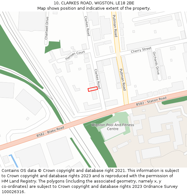 10, CLARKES ROAD, WIGSTON, LE18 2BE: Location map and indicative extent of plot
