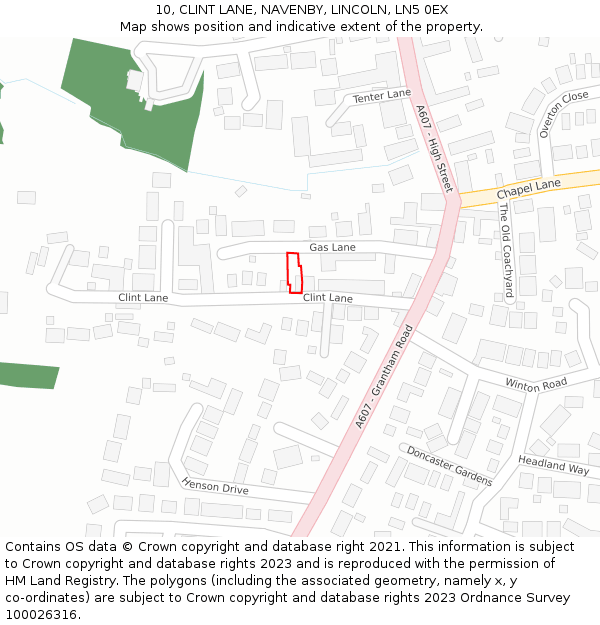10, CLINT LANE, NAVENBY, LINCOLN, LN5 0EX: Location map and indicative extent of plot