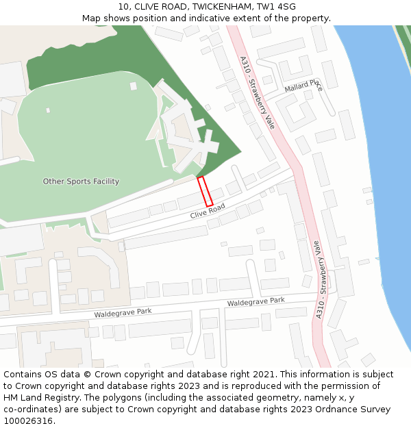 10, CLIVE ROAD, TWICKENHAM, TW1 4SG: Location map and indicative extent of plot