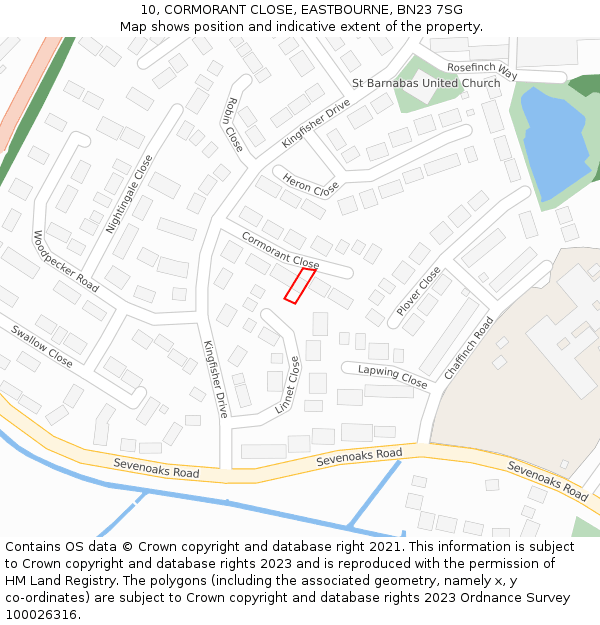 10, CORMORANT CLOSE, EASTBOURNE, BN23 7SG: Location map and indicative extent of plot