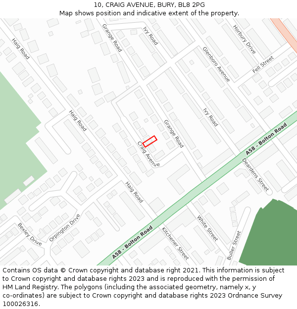 10, CRAIG AVENUE, BURY, BL8 2PG: Location map and indicative extent of plot