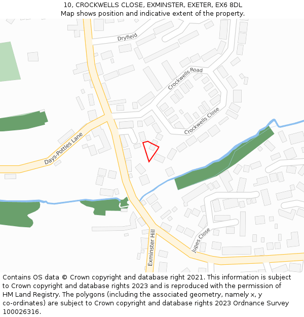 10, CROCKWELLS CLOSE, EXMINSTER, EXETER, EX6 8DL: Location map and indicative extent of plot