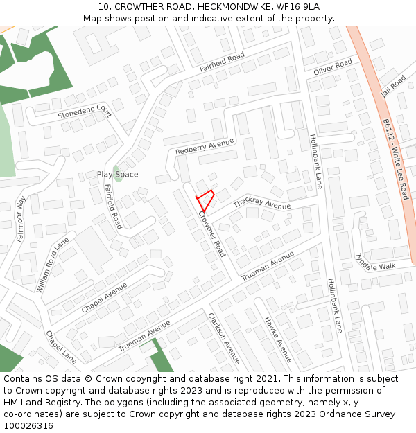 10, CROWTHER ROAD, HECKMONDWIKE, WF16 9LA: Location map and indicative extent of plot