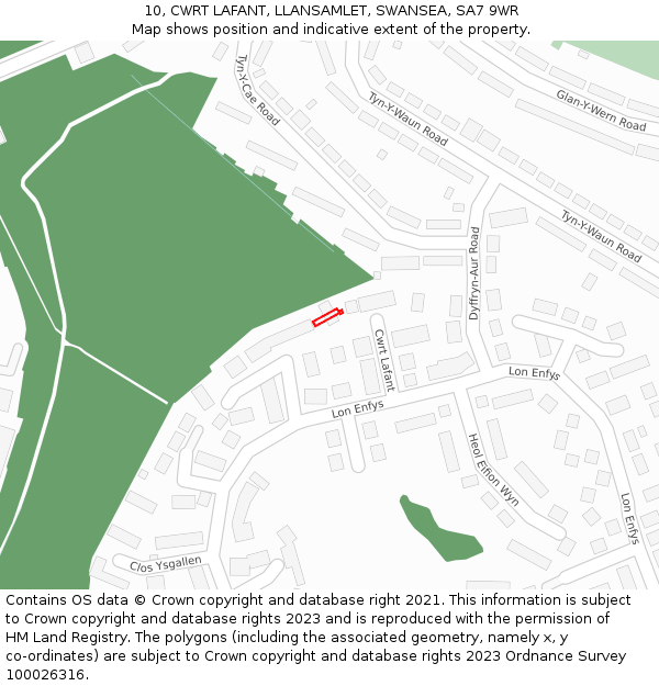 10, CWRT LAFANT, LLANSAMLET, SWANSEA, SA7 9WR: Location map and indicative extent of plot