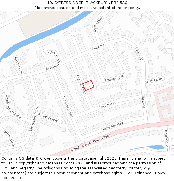 10, CYPRESS RIDGE, BLACKBURN, BB2 5AQ: Location map and indicative extent of plot