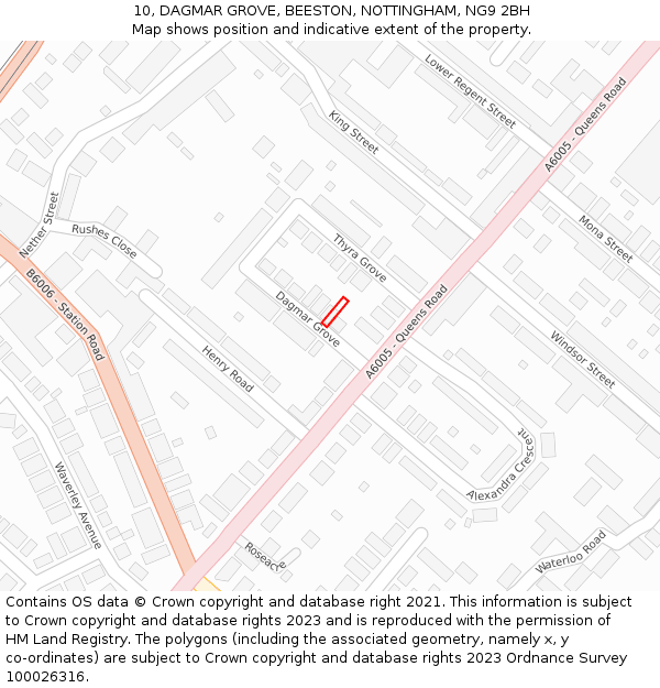 10, DAGMAR GROVE, BEESTON, NOTTINGHAM, NG9 2BH: Location map and indicative extent of plot