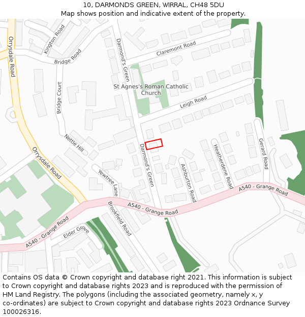 10, DARMONDS GREEN, WIRRAL, CH48 5DU: Location map and indicative extent of plot