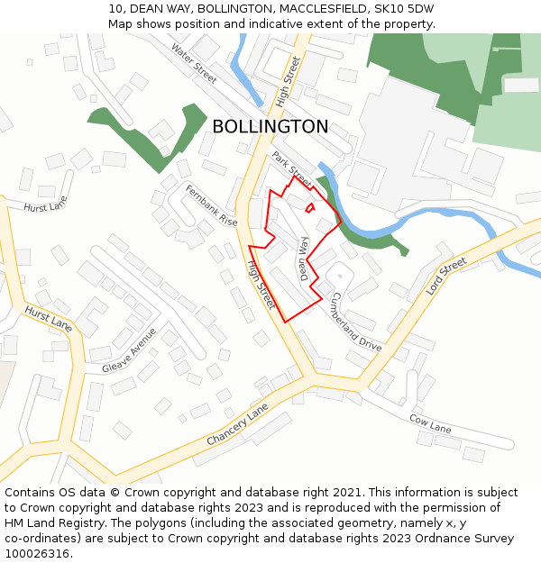 10, DEAN WAY, BOLLINGTON, MACCLESFIELD, SK10 5DW: Location map and indicative extent of plot