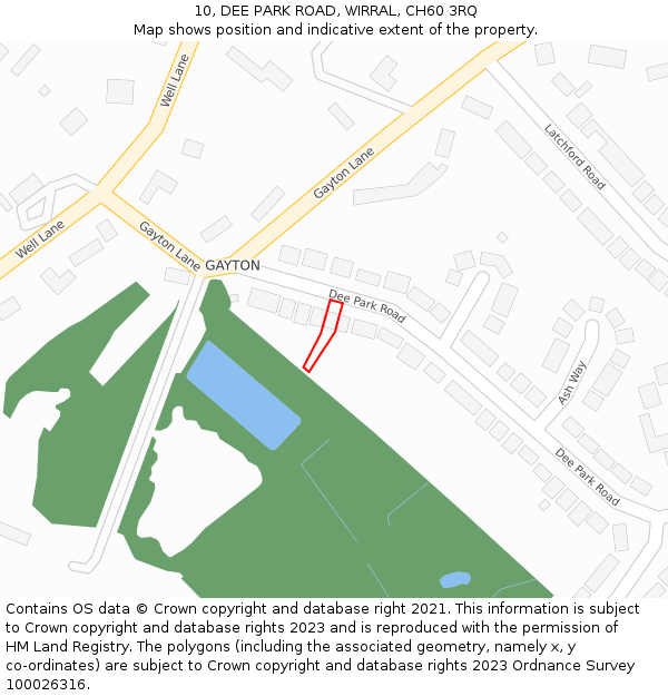 10, DEE PARK ROAD, WIRRAL, CH60 3RQ: Location map and indicative extent of plot