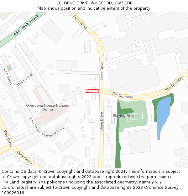 10, DENE DRIVE, WINSFORD, CW7 1BP: Location map and indicative extent of plot