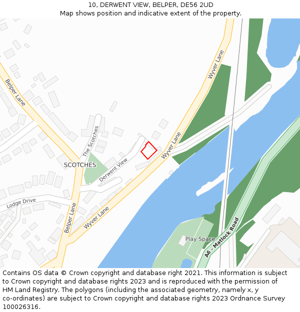 10, DERWENT VIEW, BELPER, DE56 2UD: Location map and indicative extent of plot