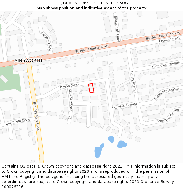 10, DEVON DRIVE, BOLTON, BL2 5QG: Location map and indicative extent of plot