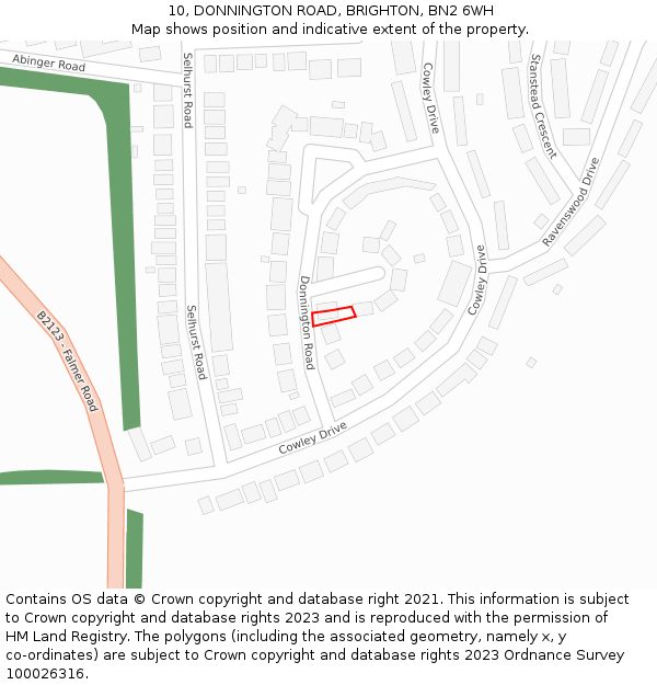 10, DONNINGTON ROAD, BRIGHTON, BN2 6WH: Location map and indicative extent of plot