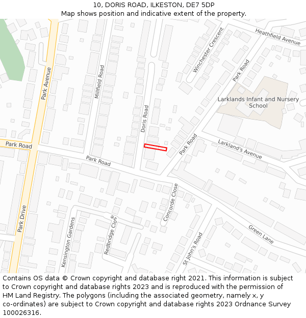 10, DORIS ROAD, ILKESTON, DE7 5DP: Location map and indicative extent of plot