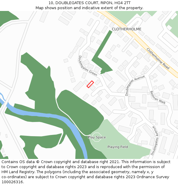 10, DOUBLEGATES COURT, RIPON, HG4 2TT: Location map and indicative extent of plot