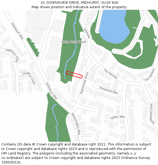 10, DOWNSVIEW DRIVE, MIDHURST, GU29 9LW: Location map and indicative extent of plot