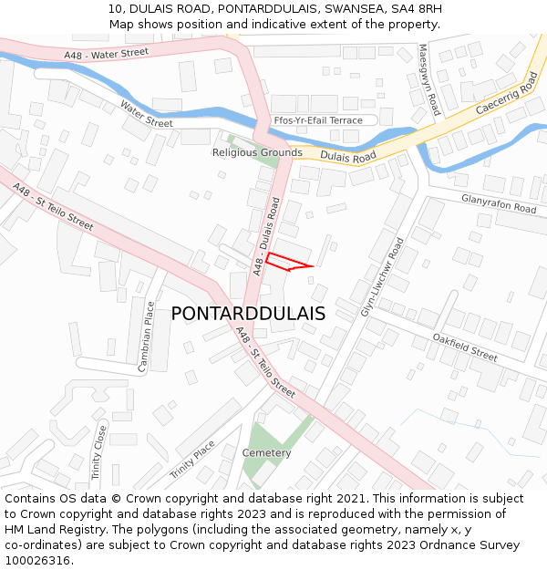 10, DULAIS ROAD, PONTARDDULAIS, SWANSEA, SA4 8RH: Location map and indicative extent of plot