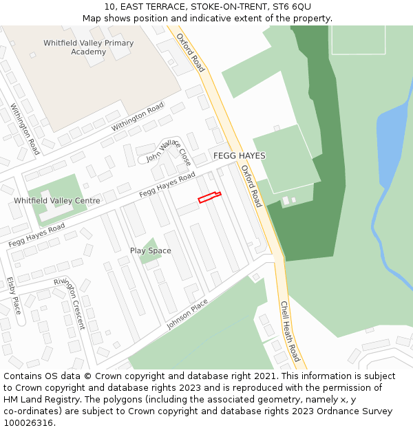 10, EAST TERRACE, STOKE-ON-TRENT, ST6 6QU: Location map and indicative extent of plot