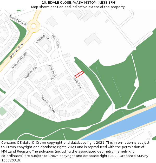 10, EDALE CLOSE, WASHINGTON, NE38 8FH: Location map and indicative extent of plot