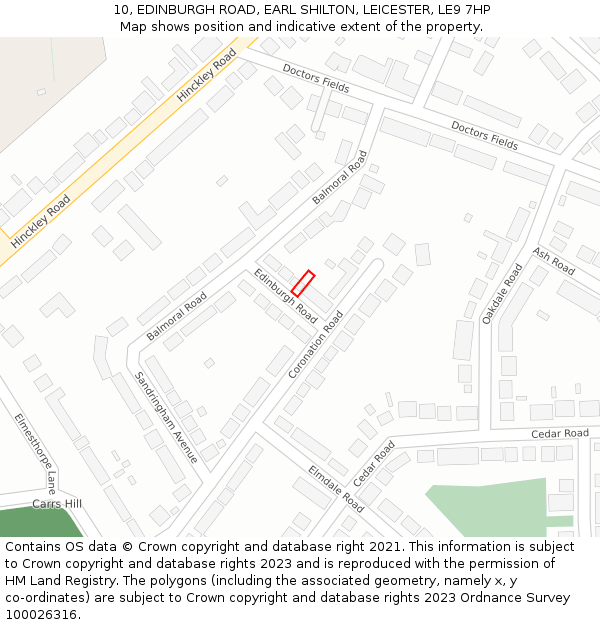 10, EDINBURGH ROAD, EARL SHILTON, LEICESTER, LE9 7HP: Location map and indicative extent of plot