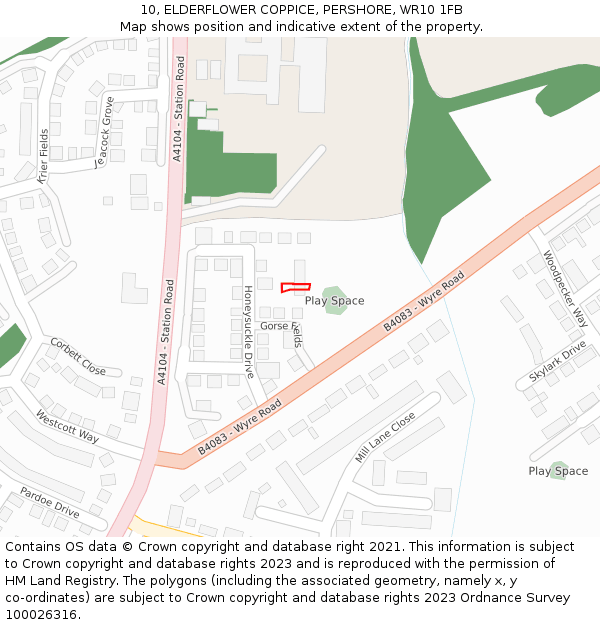 10, ELDERFLOWER COPPICE, PERSHORE, WR10 1FB: Location map and indicative extent of plot