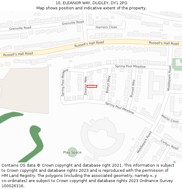 10, ELEANOR WAY, DUDLEY, DY1 2PG: Location map and indicative extent of plot