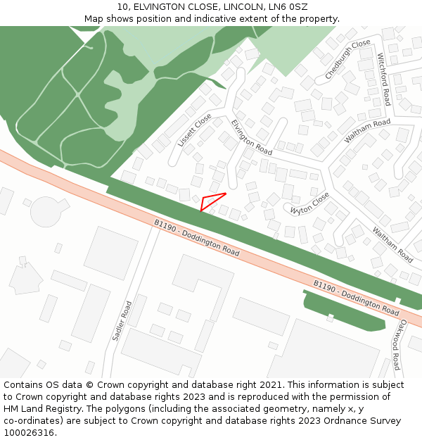 10, ELVINGTON CLOSE, LINCOLN, LN6 0SZ: Location map and indicative extent of plot