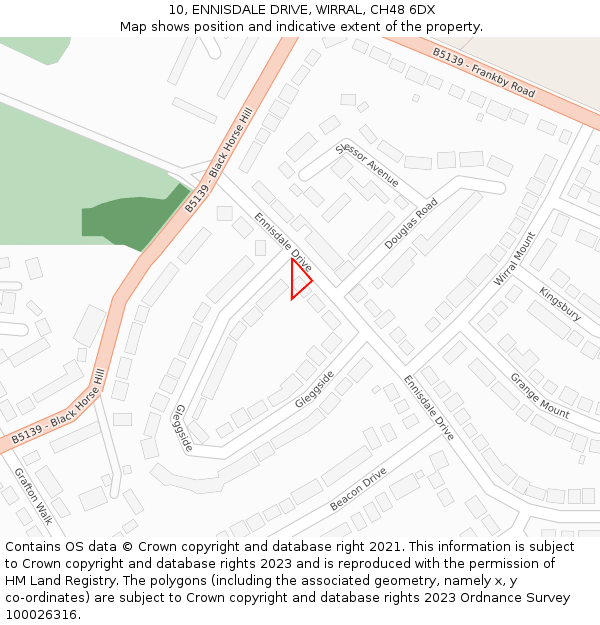 10, ENNISDALE DRIVE, WIRRAL, CH48 6DX: Location map and indicative extent of plot