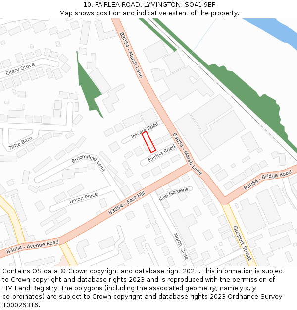 10, FAIRLEA ROAD, LYMINGTON, SO41 9EF: Location map and indicative extent of plot