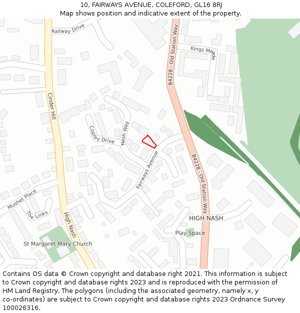 10, FAIRWAYS AVENUE, COLEFORD, GL16 8RJ: Location map and indicative extent of plot