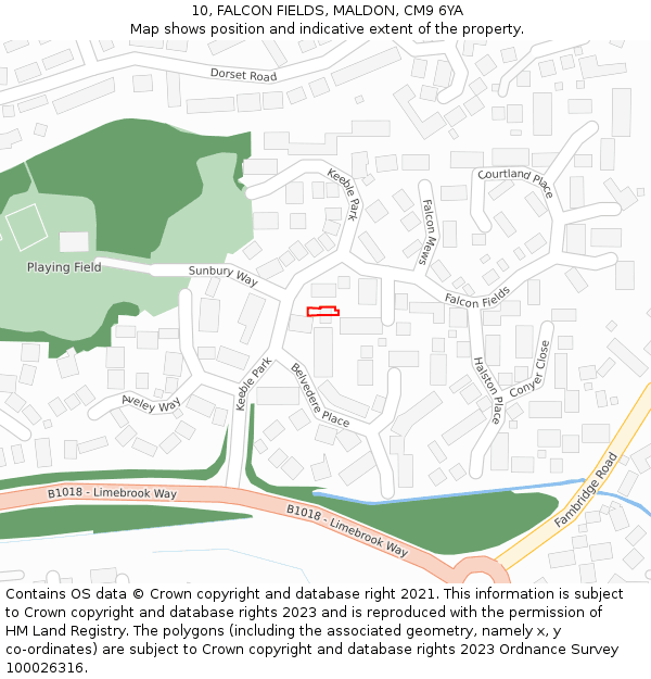 10, FALCON FIELDS, MALDON, CM9 6YA: Location map and indicative extent of plot