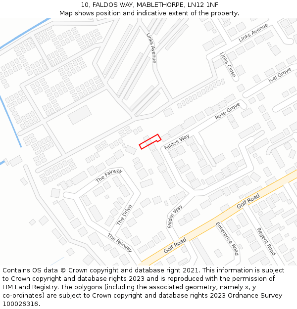 10, FALDOS WAY, MABLETHORPE, LN12 1NF: Location map and indicative extent of plot