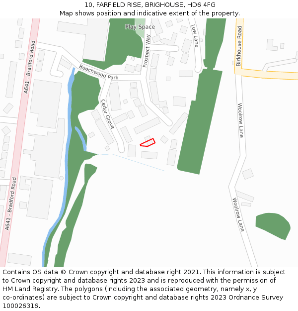 10, FARFIELD RISE, BRIGHOUSE, HD6 4FG: Location map and indicative extent of plot