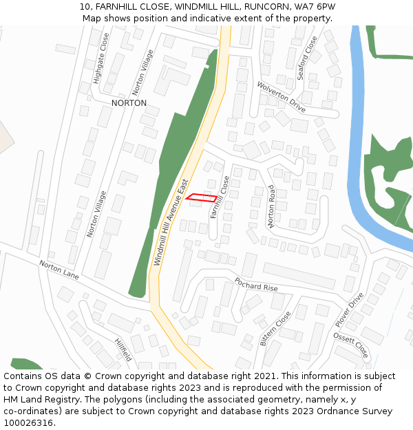 10, FARNHILL CLOSE, WINDMILL HILL, RUNCORN, WA7 6PW: Location map and indicative extent of plot