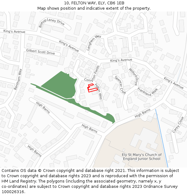 10, FELTON WAY, ELY, CB6 1EB: Location map and indicative extent of plot