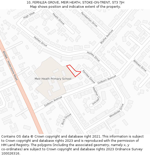 10, FERNLEA GROVE, MEIR HEATH, STOKE-ON-TRENT, ST3 7JH: Location map and indicative extent of plot