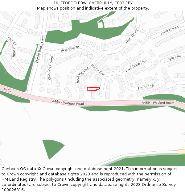 10, FFORDD ERW, CAERPHILLY, CF83 1RY: Location map and indicative extent of plot