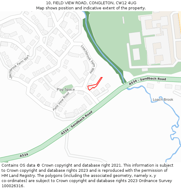 10, FIELD VIEW ROAD, CONGLETON, CW12 4UG: Location map and indicative extent of plot