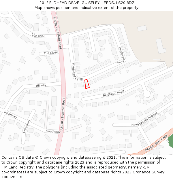 10, FIELDHEAD DRIVE, GUISELEY, LEEDS, LS20 8DZ: Location map and indicative extent of plot