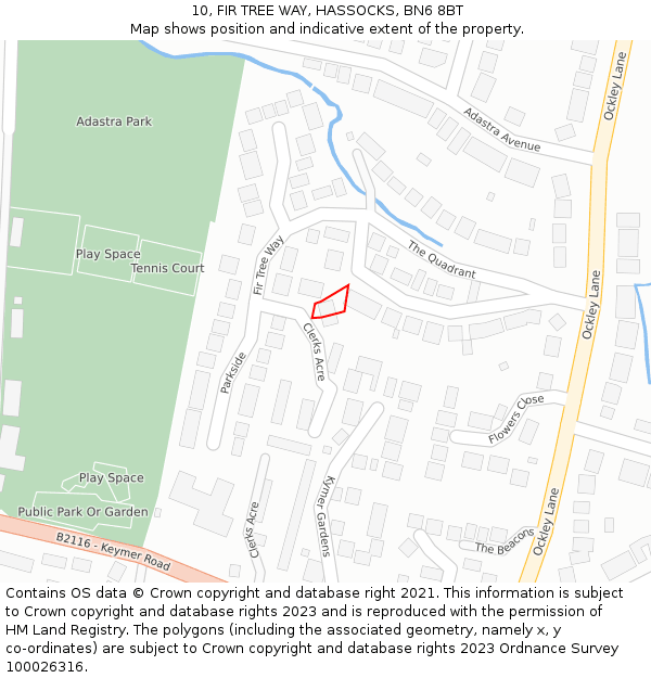10, FIR TREE WAY, HASSOCKS, BN6 8BT: Location map and indicative extent of plot