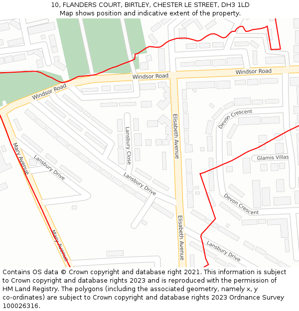 10, FLANDERS COURT, BIRTLEY, CHESTER LE STREET, DH3 1LD: Location map and indicative extent of plot