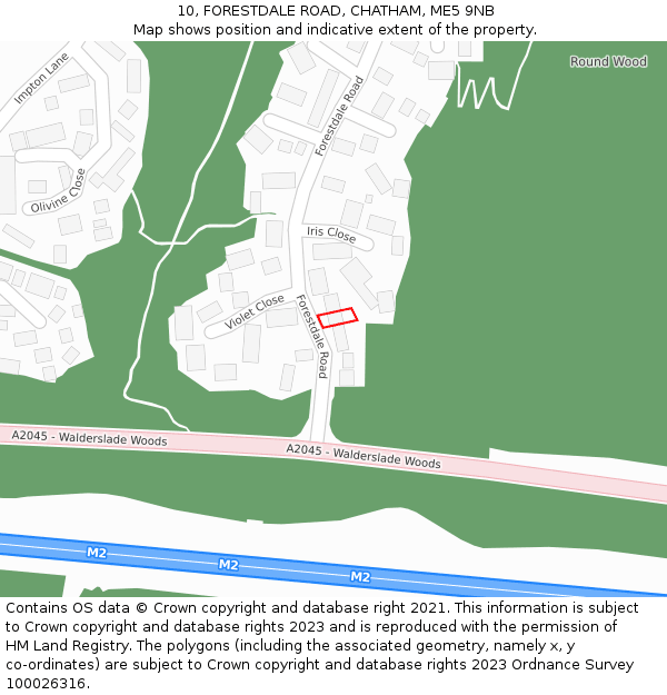 10, FORESTDALE ROAD, CHATHAM, ME5 9NB: Location map and indicative extent of plot