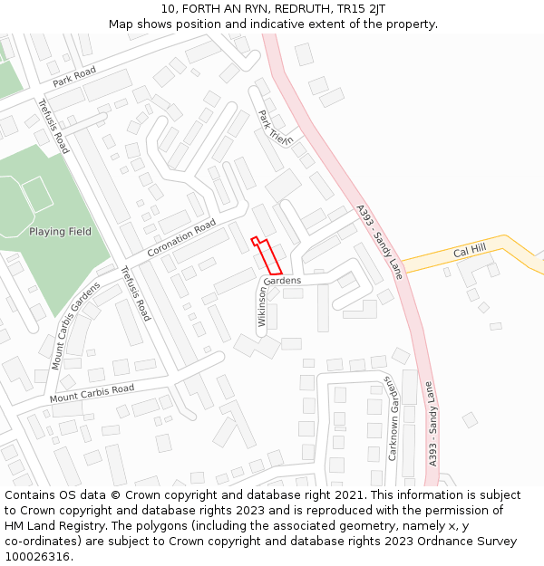 10, FORTH AN RYN, REDRUTH, TR15 2JT: Location map and indicative extent of plot