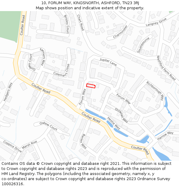 10, FORUM WAY, KINGSNORTH, ASHFORD, TN23 3RJ: Location map and indicative extent of plot