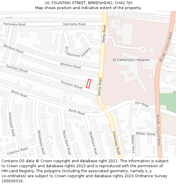 10, FOUNTAIN STREET, BIRKENHEAD, CH42 7JH: Location map and indicative extent of plot