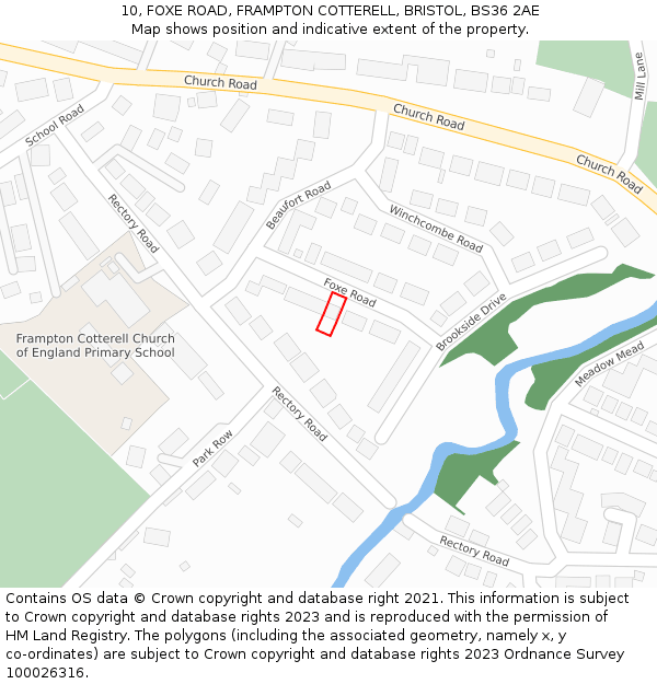 10, FOXE ROAD, FRAMPTON COTTERELL, BRISTOL, BS36 2AE: Location map and indicative extent of plot