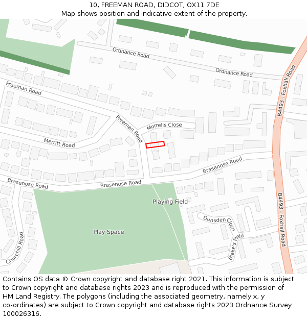 10, FREEMAN ROAD, DIDCOT, OX11 7DE: Location map and indicative extent of plot